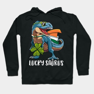 Lucky Saurus Dinosaur T-Rex St Patrick's Day Gift For Boys Kids Hoodie